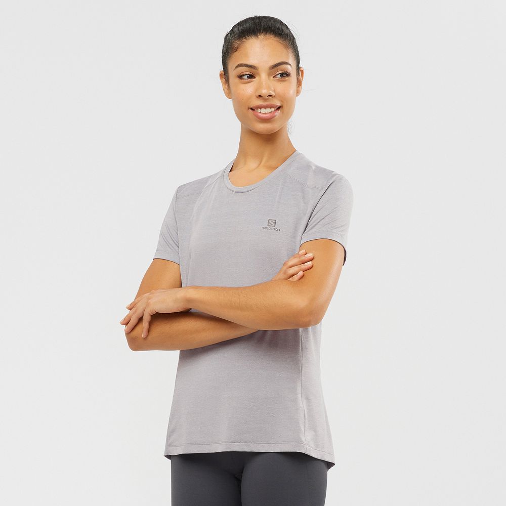 T-Shirts Salomon Femme Grise - Salomon XA W - France (1059-ZKQXW)